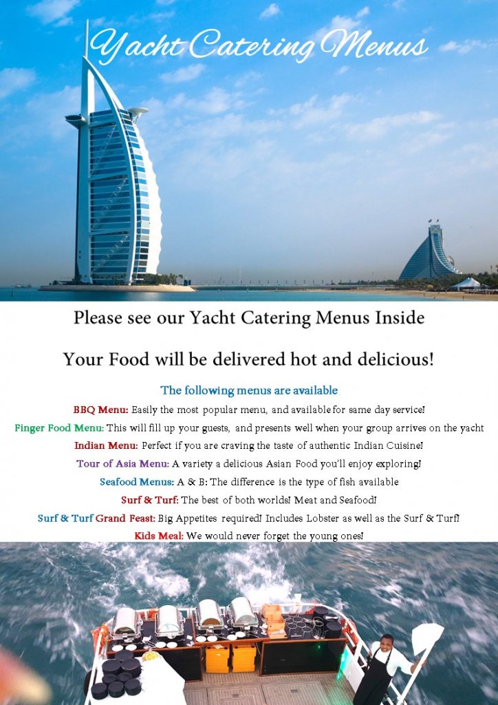 Current Menus Dubai Boat Catering
